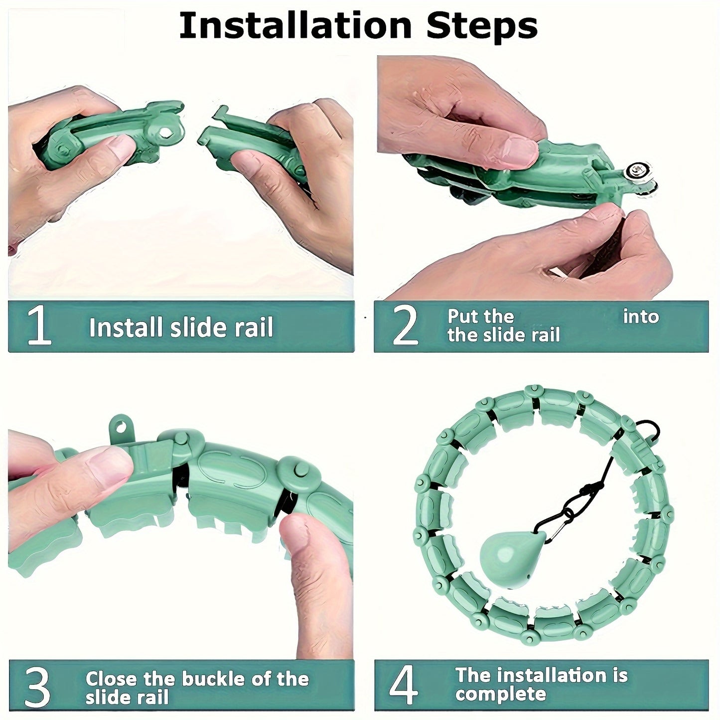 Adjustable Smart Fitness Ring With Weight Ball - Silent, Green, PC Material For Home Workouts & Body Shaping, 30-Minute Timer, Removable Knot - Ideal For Jogging, Swimming, Cycling & Yoga, Workout Acc