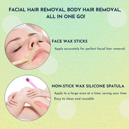 Waxing Kit 19 Items, WUWUVISTA Hair Removal Wax Kit With Wax Melt Warmer Waxing Beads For Face, Brazilian, Full Body, Bikini Suitable For Plugs Of American & European Specifications