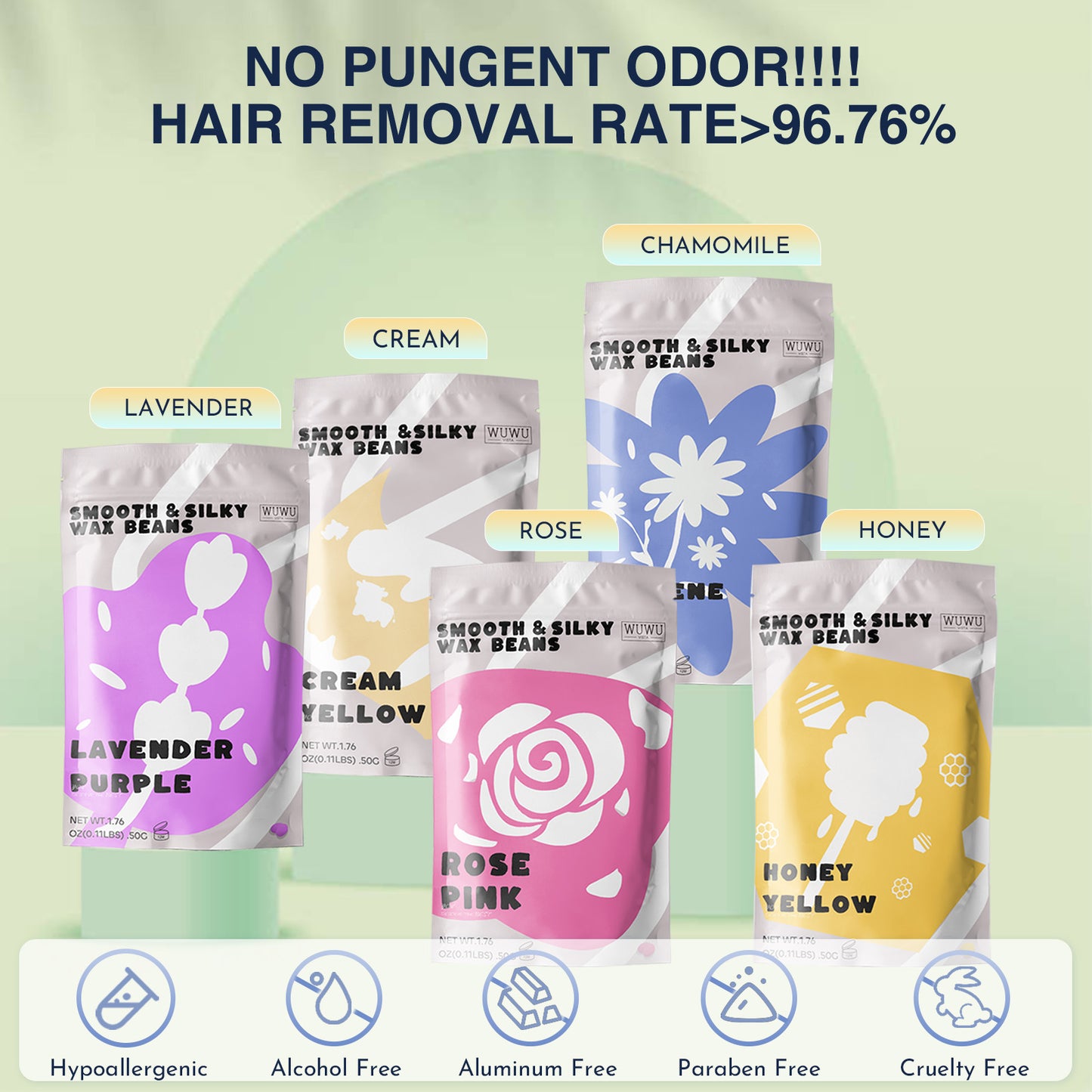 Waxing Kit 19 Items, WUWUVISTA Hair Removal Wax Kit With Wax Melt Warmer Waxing Beads For Face, Brazilian, Full Body, Bikini Suitable For Plugs Of American & European Specifications