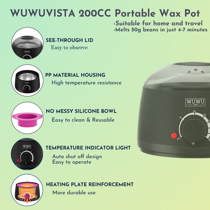 Waxing Kit 19 Items, WUWUVISTA Hair Removal Wax Kit With Wax Melt Warmer Waxing Beads For Face, Brazilian, Full Body, Bikini Suitable For Plugs Of American & European Specifications
