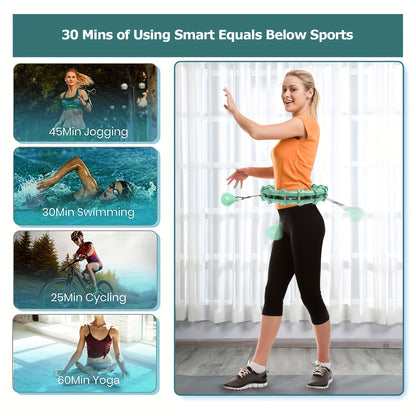 Adjustable Smart Fitness Ring With Weight Ball - Silent, Green, PC Material For Home Workouts & Body Shaping, 30-Minute Timer, Removable Knot - Ideal For Jogging, Swimming, Cycling & Yoga, Workout Acc