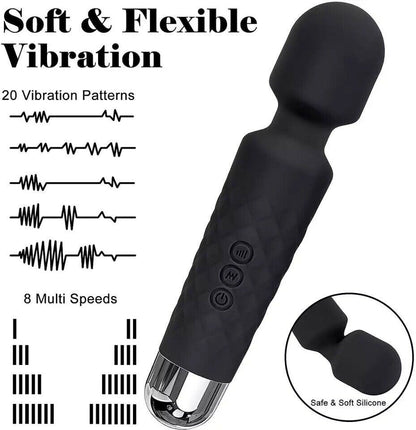 Magic Massage Wand Muscle Relaxation Massager 20 Speed Vibrating Full Body Therapy Motor